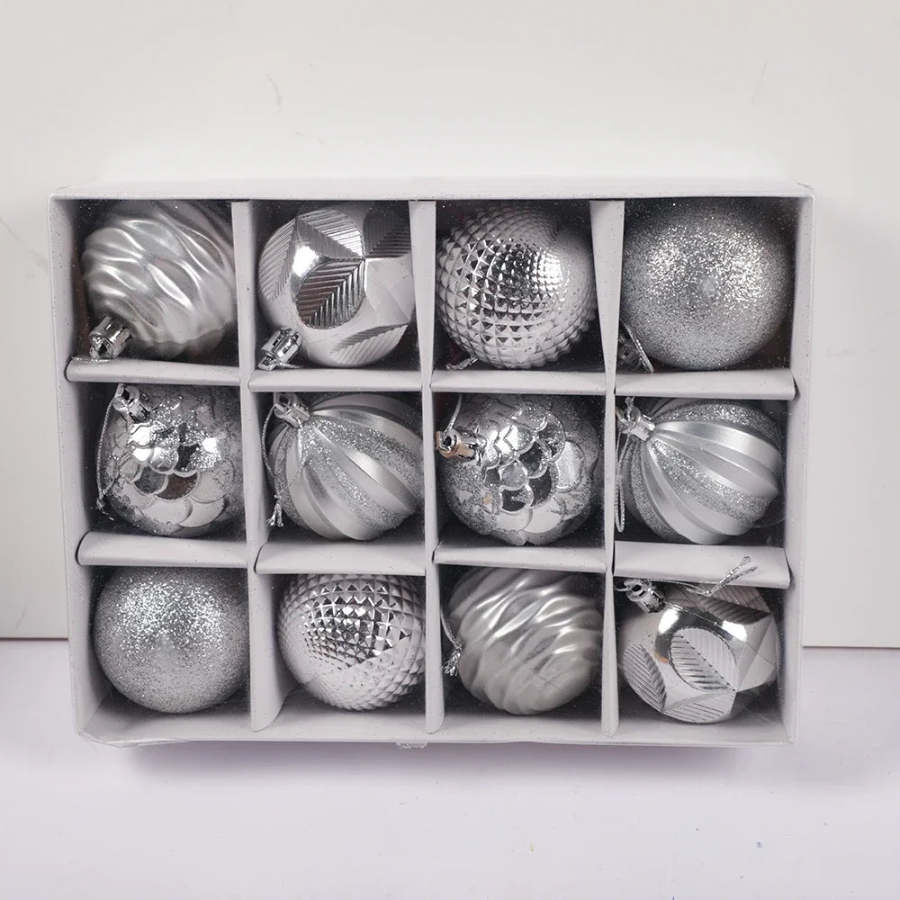 Bola de Natal 1 caixa de bolas de glitter, ecológicas, à prova d'água, de PVC, decorativas