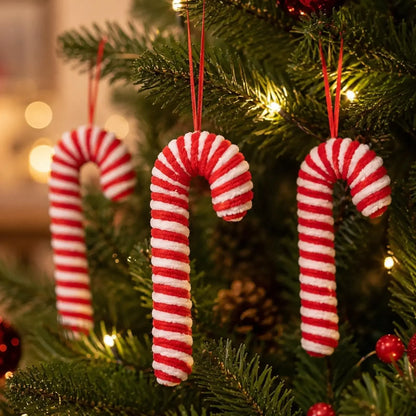Enfeites de Natal em Forma de Bastão de Açúcar Vermelho 10 peças Sortidas 18cm Grande
