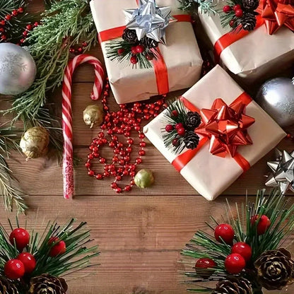Palitos pinheiro artificiais frutas vermelhas fibra de vidro 10 peças de decoração de Natal
