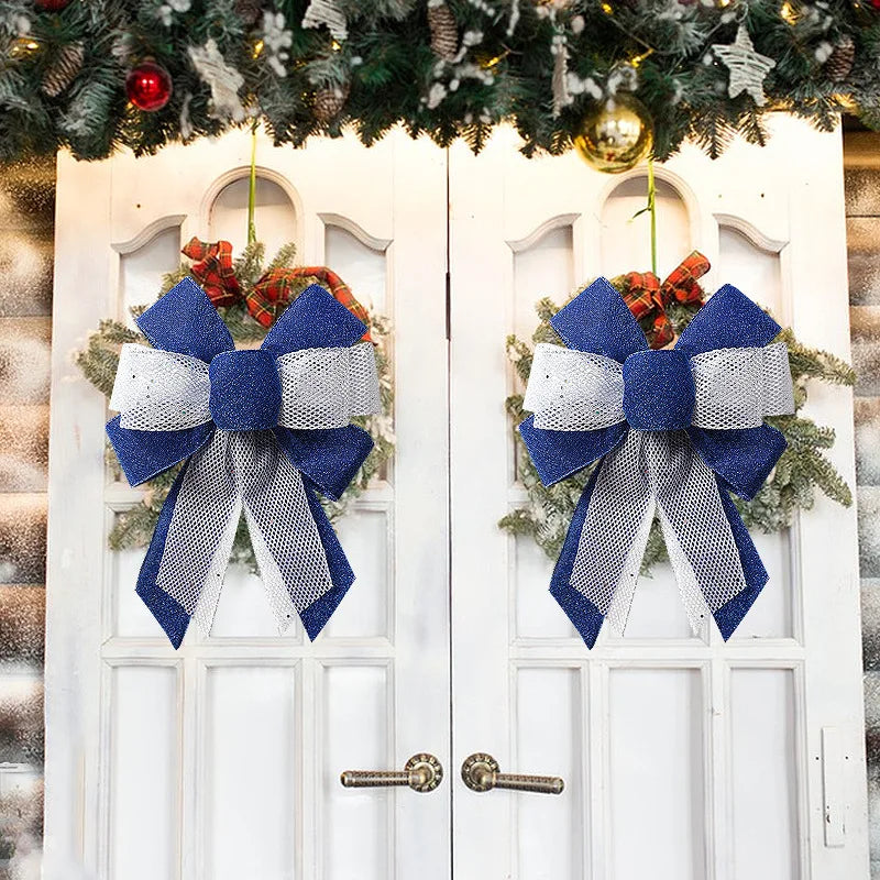 Laço de fita de Natal 1/2 peças tecido brilhante laços de fita natal nós presente decoração
