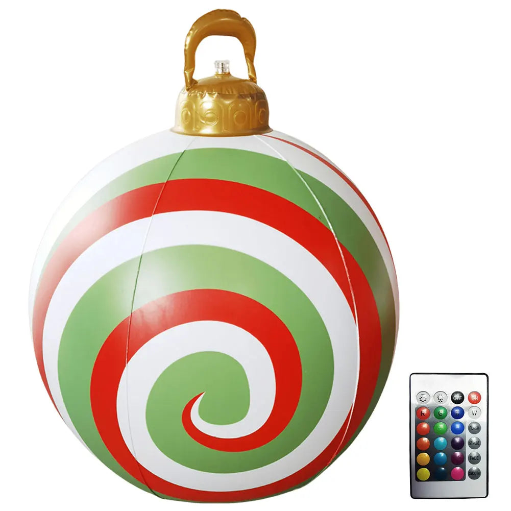 Grandes Bolas Infláveis de Natal, 24", Bola Inflável Gigante de PVC Decorada Natal e Bola
