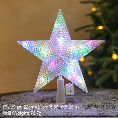 Estrela Ponteira para Árvore de Natal Colorida LED, 15 cm, Pisca-Pisca