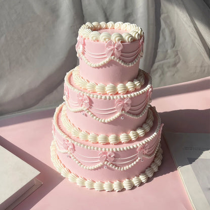 Enfeites Bolo Fake Cupcakes em Arco de Aniversário, Laços de Fita Rosa Claro, Decorações Altas para Arco