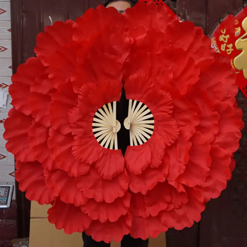 Leque Retrô Dobrável Peônia Flor Fã de seda dança, fã dança nacional, ventilador dobrável