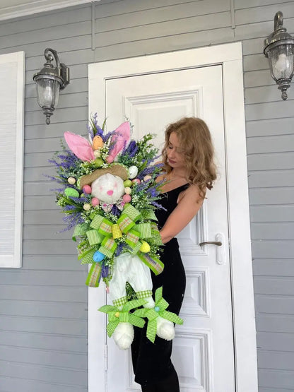 Guirlanda de coelhinho da Páscoa, decoração primavera, tamanho extra grande coelho