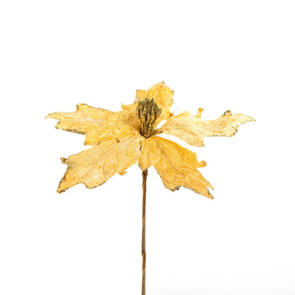 Kit 2 Flores Cabo Artificial Decoração de Natal Brilho 25cm Flor Vermelha Árvore Natal