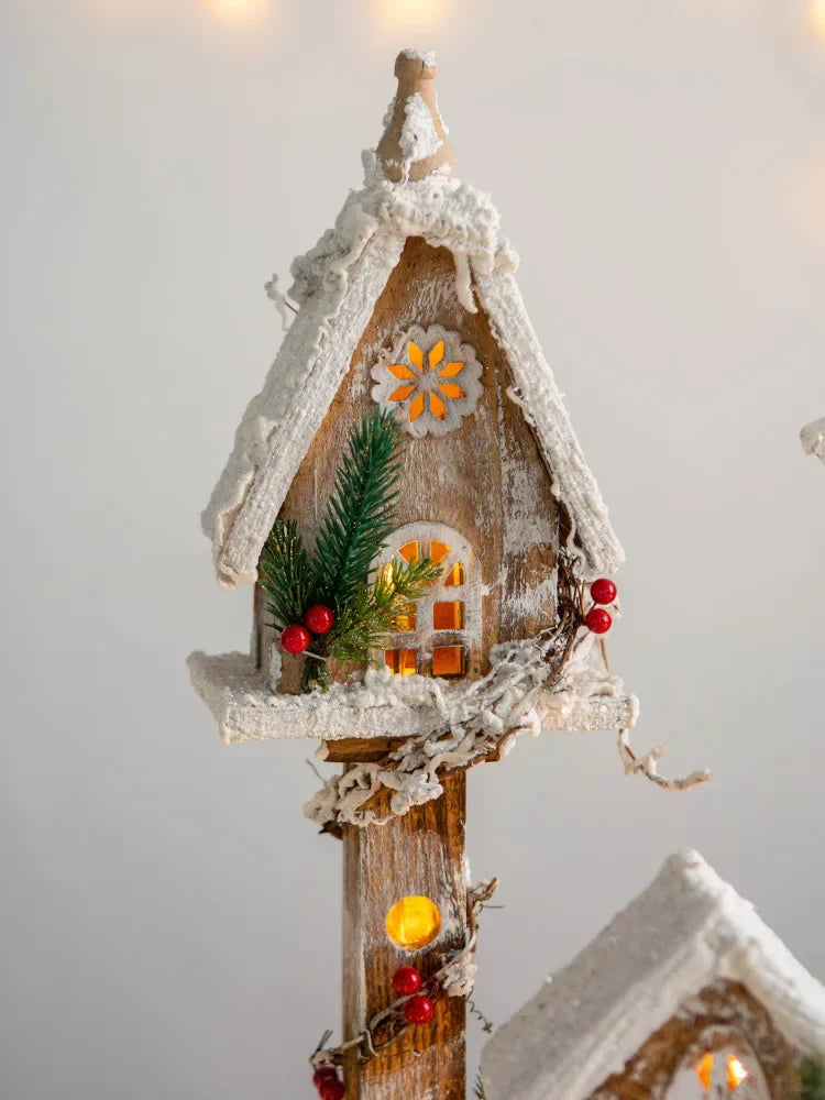 Cerca Decoração Natal Neve Pinho Decoração árvores Natal | Portão árvore natal madeira