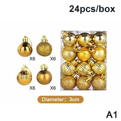 Bolas de Natal 24 Peças de Enfeites de Bola de Natal de (3cm)/6cm*6cm*6cm*6cm Natal