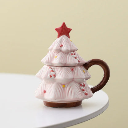 Caneca de Árvore Capacidade: 301ml*400ml Natal de Cerâmica Festiva Fácil de Limpar Xícara de Café de Natal