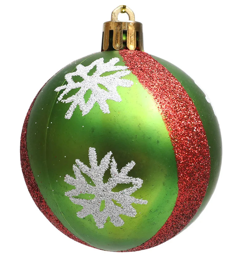 Bola de Natal Verde Branco Vermelho 6 Bolas de Natal Enfeite de 2,4 Polegadas Brilhantes