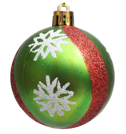 Bola de Natal Verde Branco Vermelho 6 Bolas de Natal Enfeite de 2,4 Polegadas Brilhantes