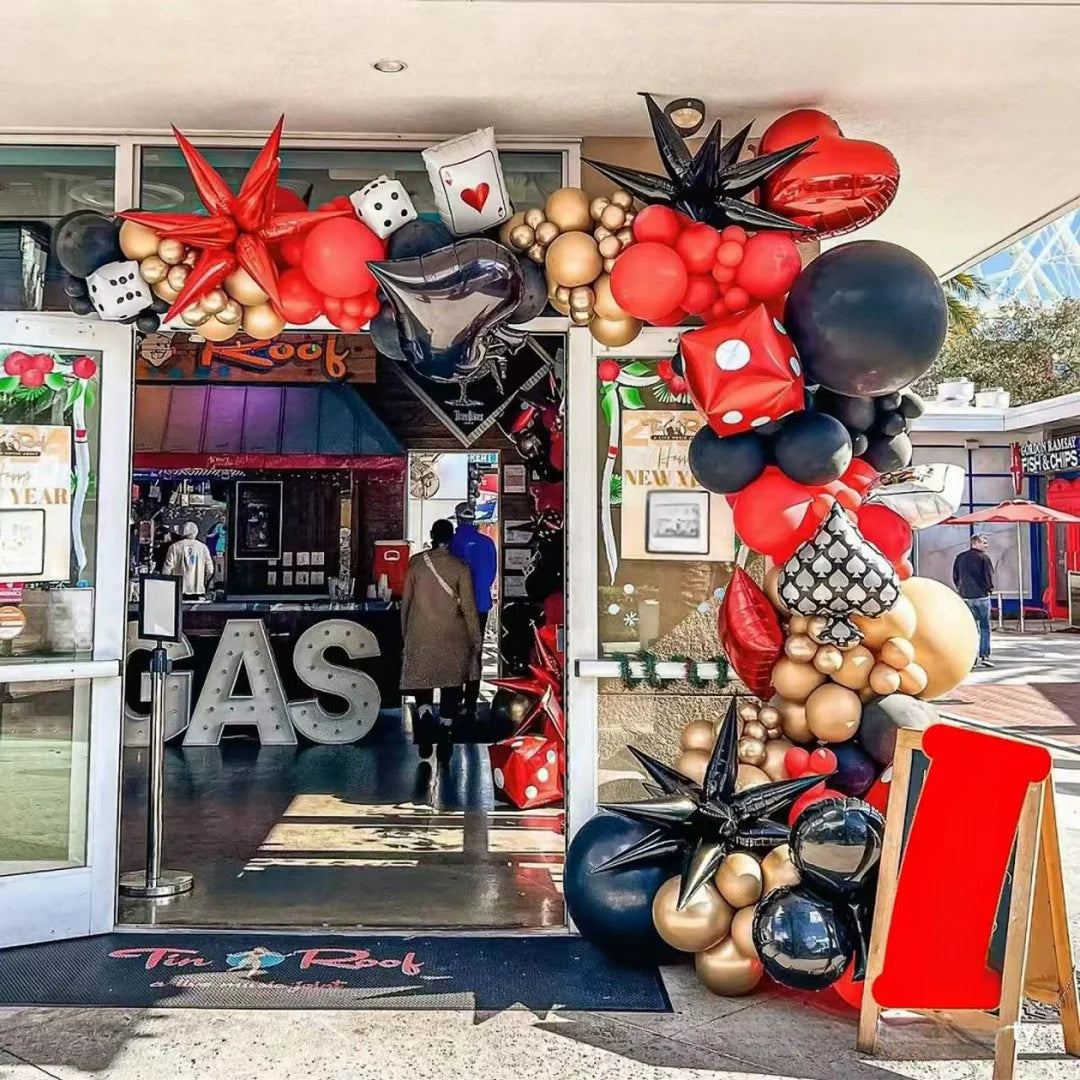 Decorações para Festas com Tema de Cassino, Kit de Arco de Balões Tema de Cassino