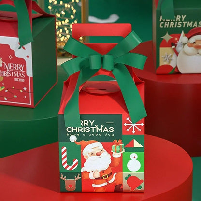 Caixas de doces de Natal vermelho com alças 3D caixas de presentes festa Natal