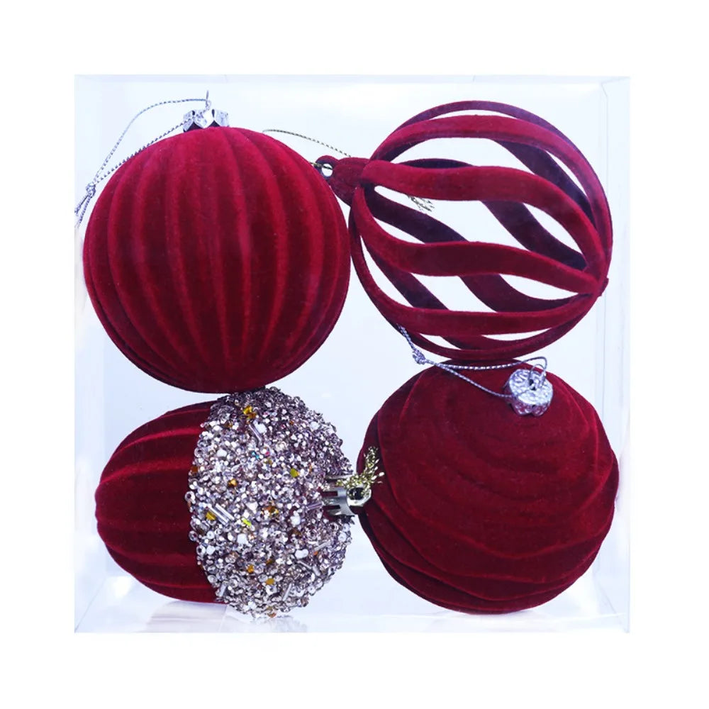 Bola de Natal Enfeites de Bolas de Natal de Veludo 4 Peças Decorativos / Tamanho: 16x8cm