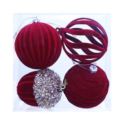 Bola de Natal Enfeites de Bolas de Natal de Veludo 4 Peças Decorativos / Tamanho: 16x8cm
