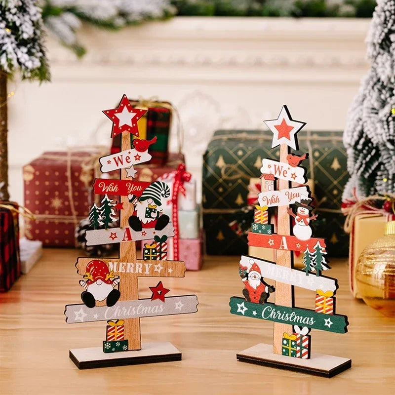 Árvore de Natal de mesa faça você mesmo, placa decorativa de madeira para Nata