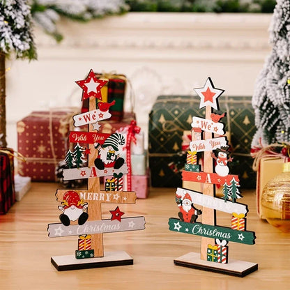 Árvore de Natal de mesa faça você mesmo, placa decorativa de madeira para Nata