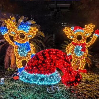 Decorações de rua de Natal Família de renas Moldura de foto 2D Motivo Luzes