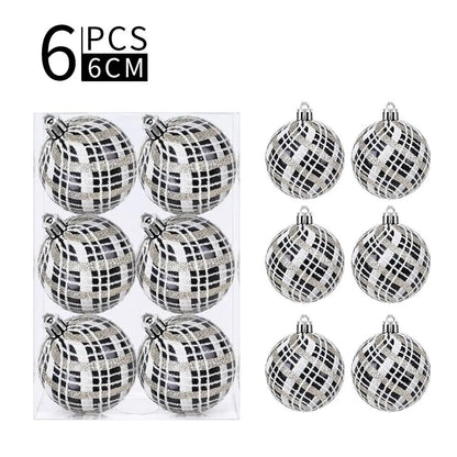 Bolas Natal Preto Branco Decoração de Natal Decorativa de 6 cm/6 Peças ou 8 cm/6 Peça