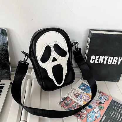 Bolsa transversal com rosto de fantasma refletivo de Halloween para mulheres e homens