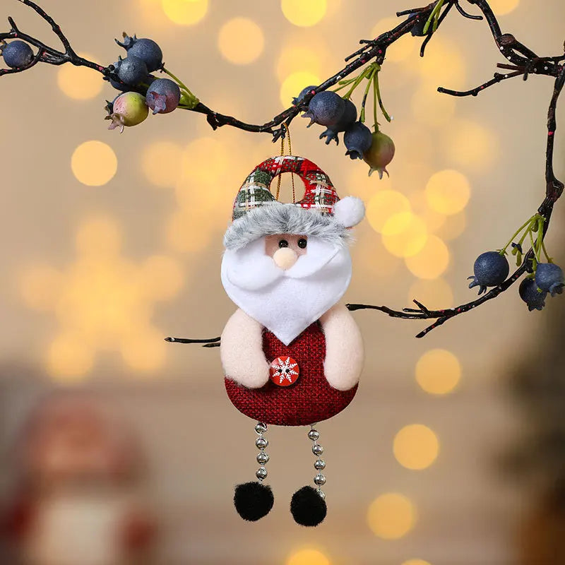 Kits Enfeites Natal Pelúcia Papai Noel e Neve Rena e Urso com Roupinha Verde e Vermelho