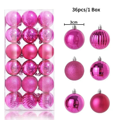 Bolas de natal Ornamentos de árvore de Natal de 3 mm de 36 quilates, grandes ornamentos