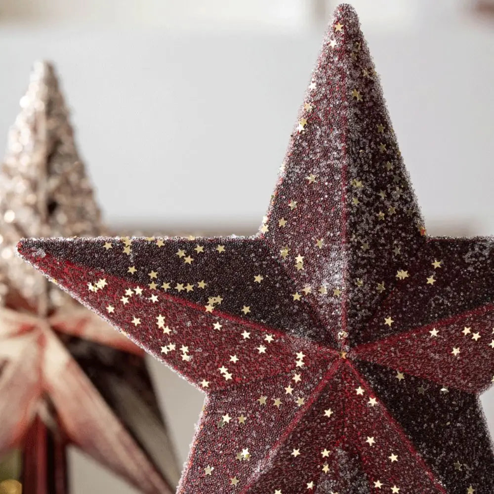 Ponteira Estrela de Natal Enfeite de árvore estrelada com glitter de 20CM*60g - champanhe