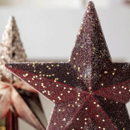Ponteira Estrela de Natal Enfeite de árvore estrelada com glitter de 20CM*60g - champanhe