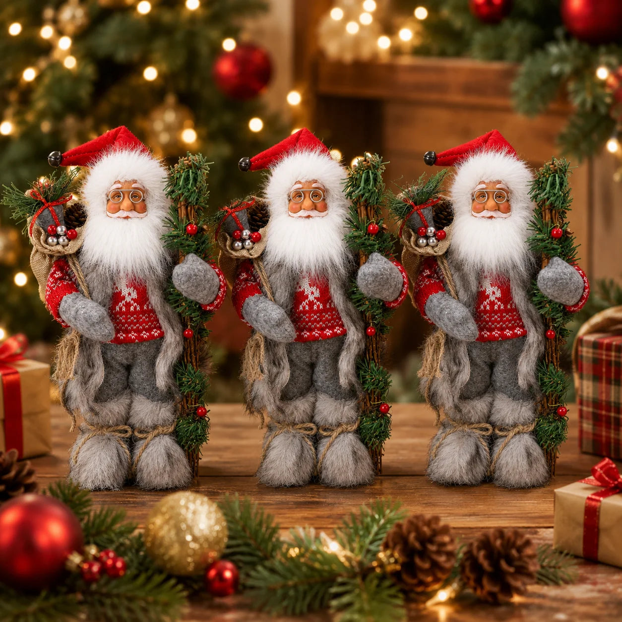 Boneco de Papai 30cm*11.81 Pol. Estatueta de Natal do Papai Noel Decoração Boneca