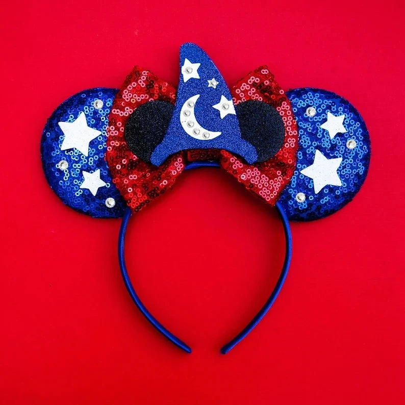 Tiaras Acessórios Disney orelha de rato com laço brilhante, Lantejoula de dupla celebração