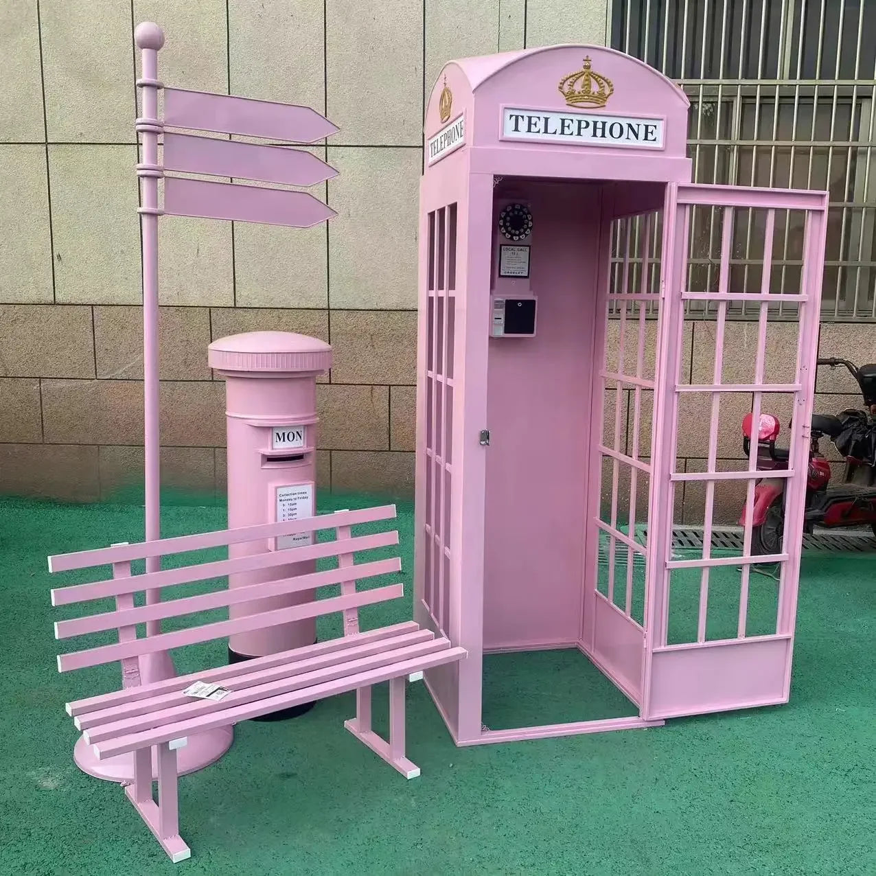 Cabine Telefônica Britânica Antigo Retro Rosa Estilo britânico antigo vintage foto cabine