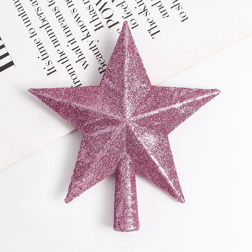Estrela de Natal com Glitter Topo de árvore de estrela com glitter, 15cm, decoração Natal
