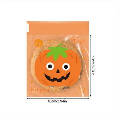 100 Unidades de sacos transparentes de Halloween sacos autoadesivos biscoitos doces