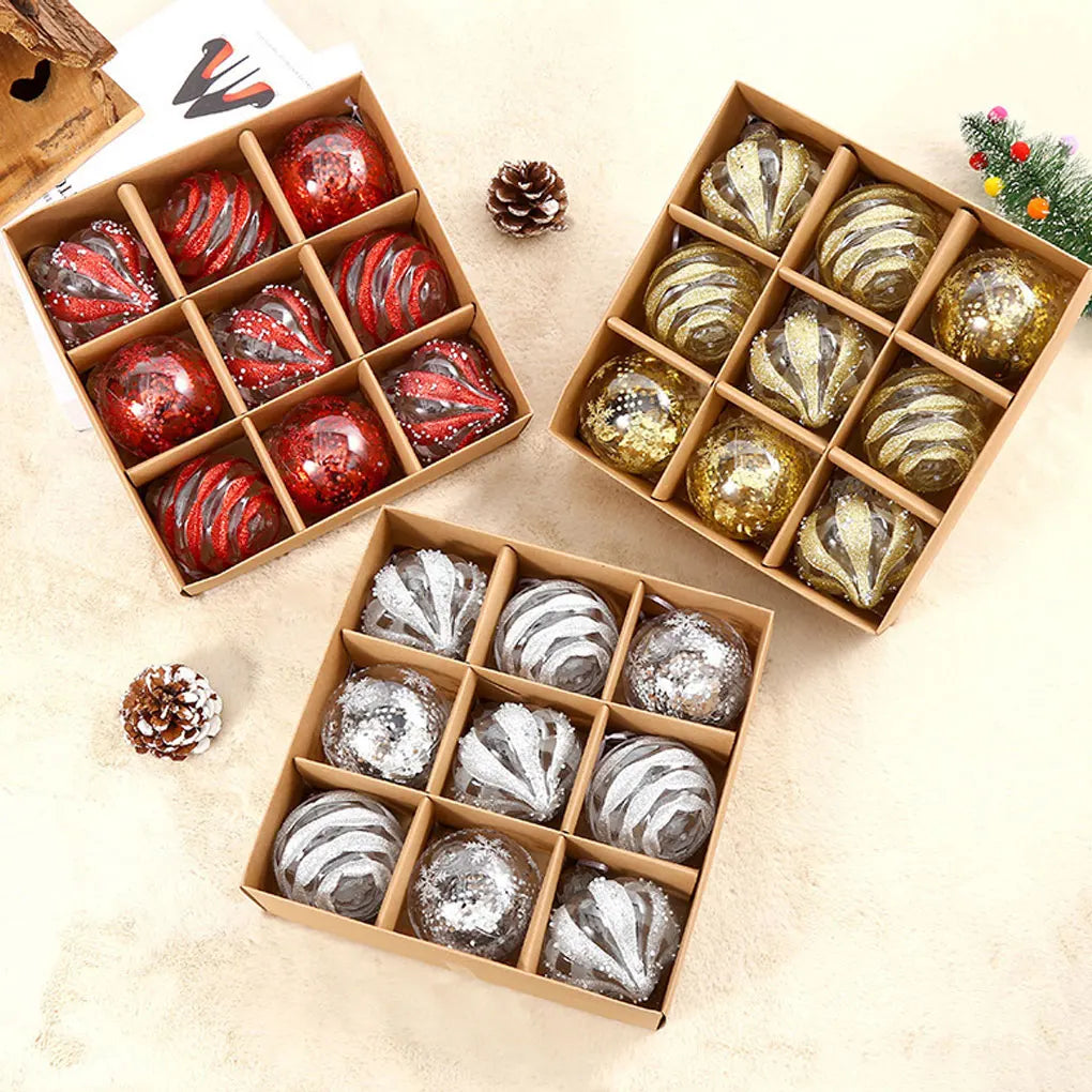 Bola de Natal Colgante de Plástico com Forma de Bolas 9 Peças Enfeites de Bola de Natal