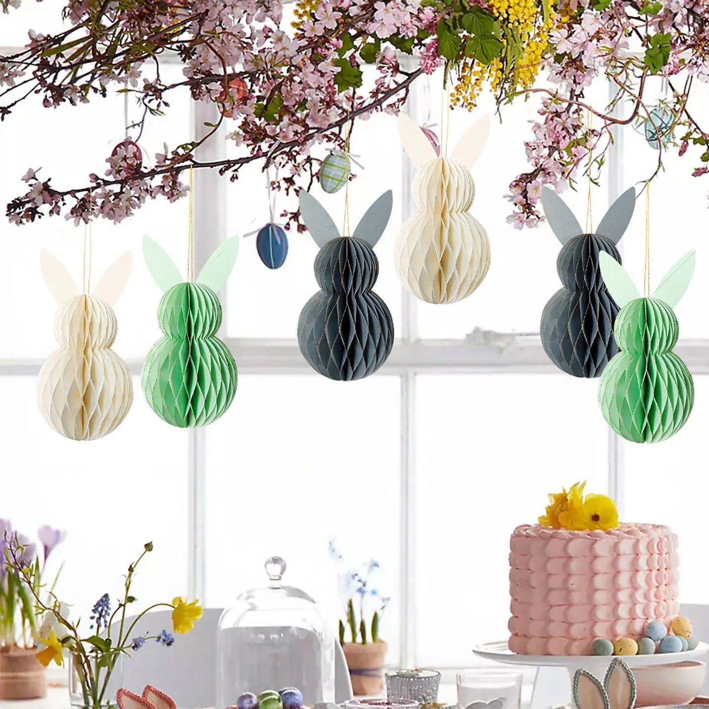 Coelho da Páscoa de Papel Conjunto de 3 peças de bolas de favo de mel para decoração