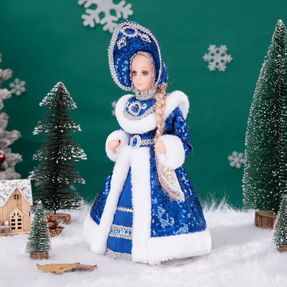 Papai Noel Grande Muñeco Cajado Azul Claro Figura do Papai Noel Ded Moroz Natalino