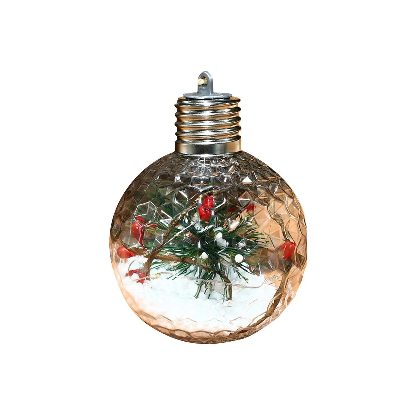 Lâmpada plástico transparente pendurar 1 esferas LED Luzes de Natal Esferas de Natal LED