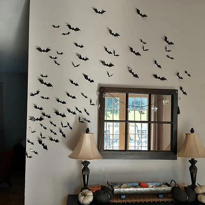 Morcegos 3D 12/48/60/72 Peças de Decoração de Morcego de Halloween e 4 Tamanhos