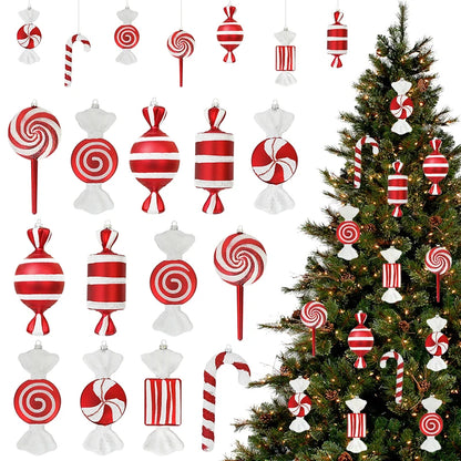 Pingente pirulito Natal pingente de bengala doce vermelha com pirulito de natal 3/6 pcs