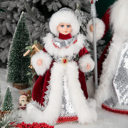 Papai Noel Grande Muñeco Cajado Azul Claro Figura do Papai Noel Ded Moroz Natalino