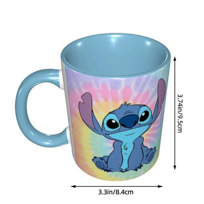 Caneca Lilo & Stitch Caneca de cerâmica floral (decalque através da alça), 590 ml