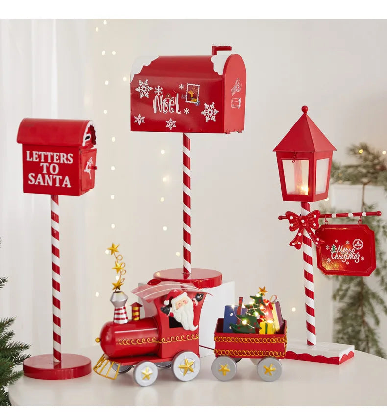 Caixa de correios pirulito estátua de caixa de correio de natal decorações natal decoração
