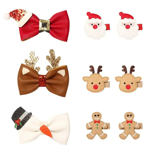 Grampos de cabelo natalinos acessórios de cabelo de Natal fofo Papai Noel árvore