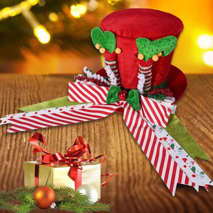 Ponteira Natal Premium Ponteira Decorativa Árvore de Natal, Enfeite Árvore Natalina Chapéu Vermelho Bengalas