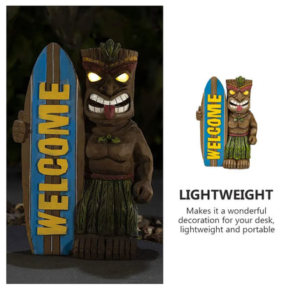 Estátua de Prancha de Surf Tiki de Boas-vindas, Estátua de Jardim Com Enfeites