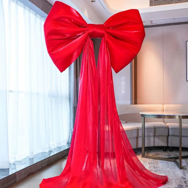 Laço decorativo grande, laço gigante de veludo vermelho, cenário casamento, decoração