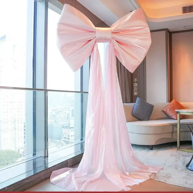 Laço decorativo grande, laço gigante de veludo vermelho, cenário casamento, decoração