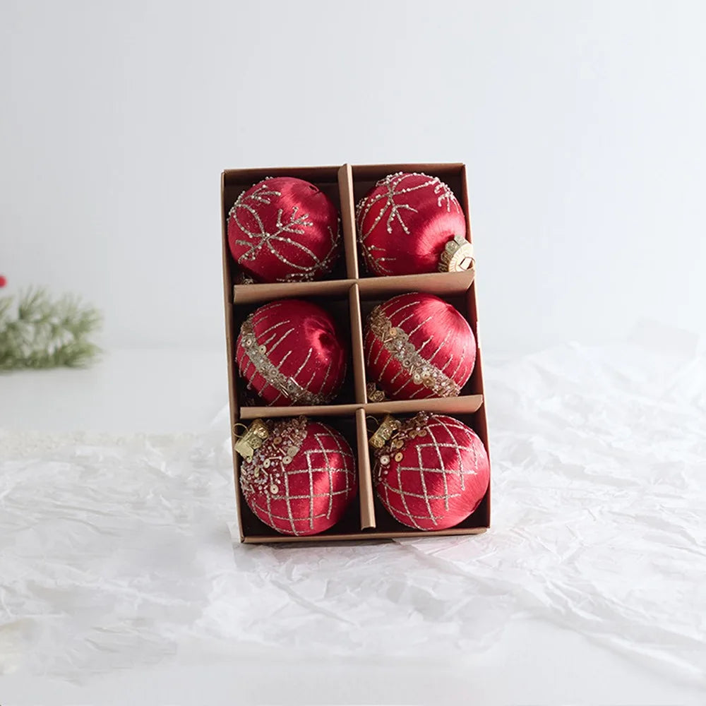 Bola de Natal Vinho vermelho Pingente De Bola De Natal De Veludo, Enfeites De Árvore
