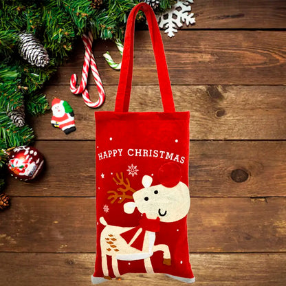 Bolsa Sacola de Presentes Enfeite Árvore de Natal Rena Alce e Bolsa Sacola de Presentes