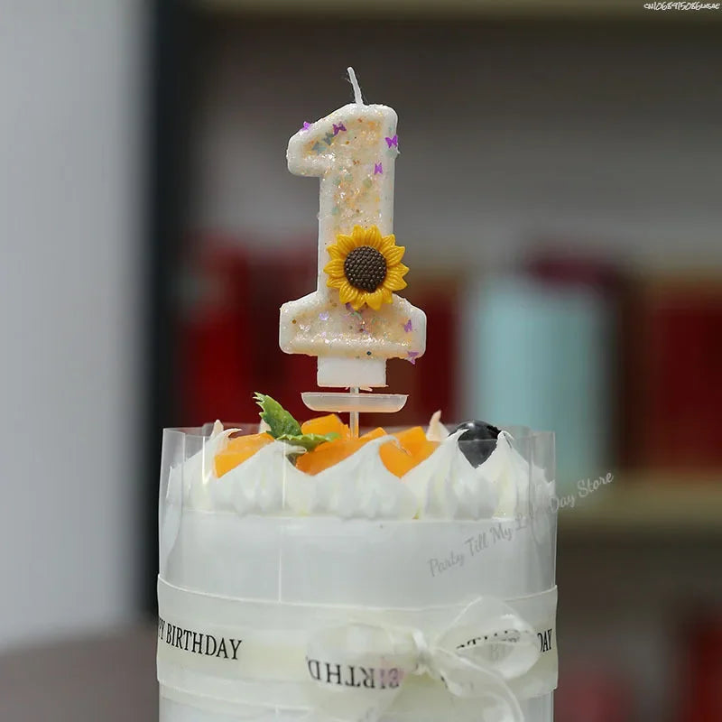 Velas Aniversário 5, Velas de Aniversário Girassol Números Meninas, Vela Brilhante 5 e Velas
